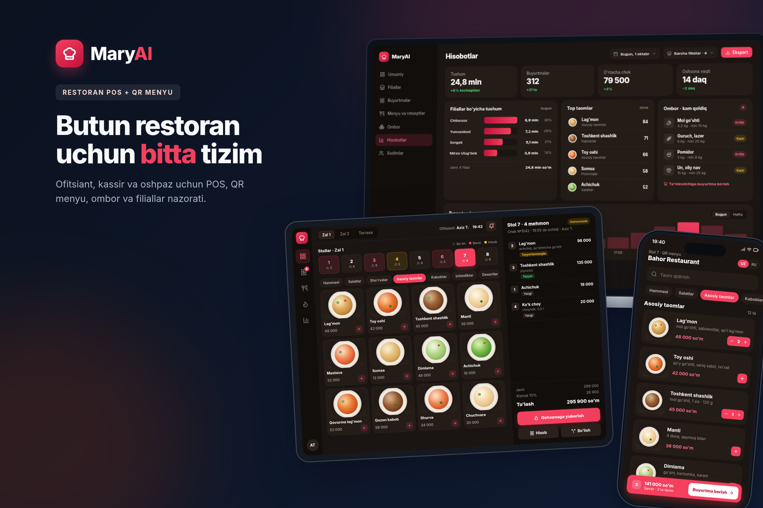 MaryAI — Restoran uchun yagona boshqaruv tizimi