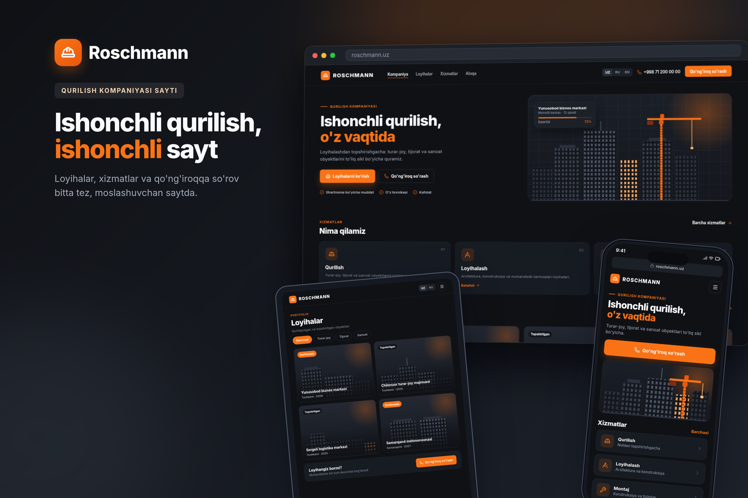 Roschmann — Qurilish kompaniyasi uchun korporativ sayt